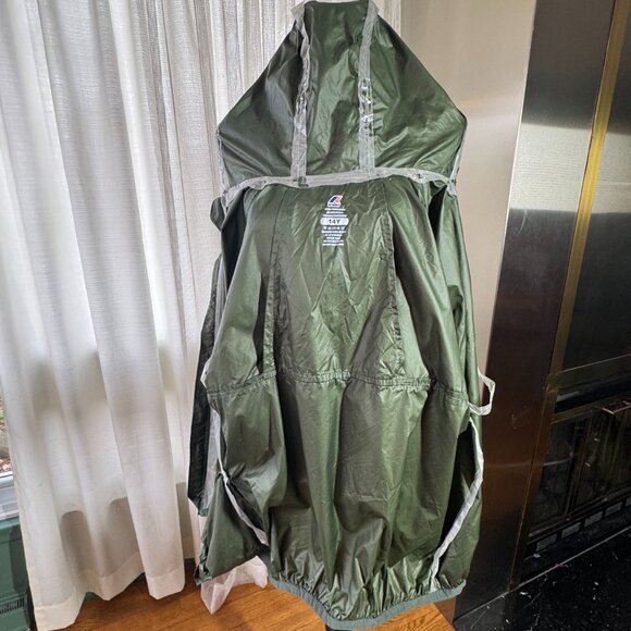 Vintage 80s K-Way windbreaker, forest green, fanny pack convertible, size 6/8 - Picture 8 of 16